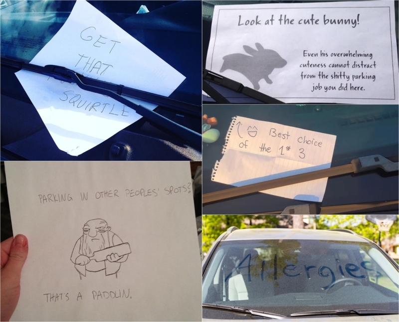 The Most Hilarious Windshield Notes Left On Cars | Instagram/@adibadex & Imgur.com/anovan & Imgur.com/8ZffR89 & Reddit.com/karly_rose18 & Shutterstock