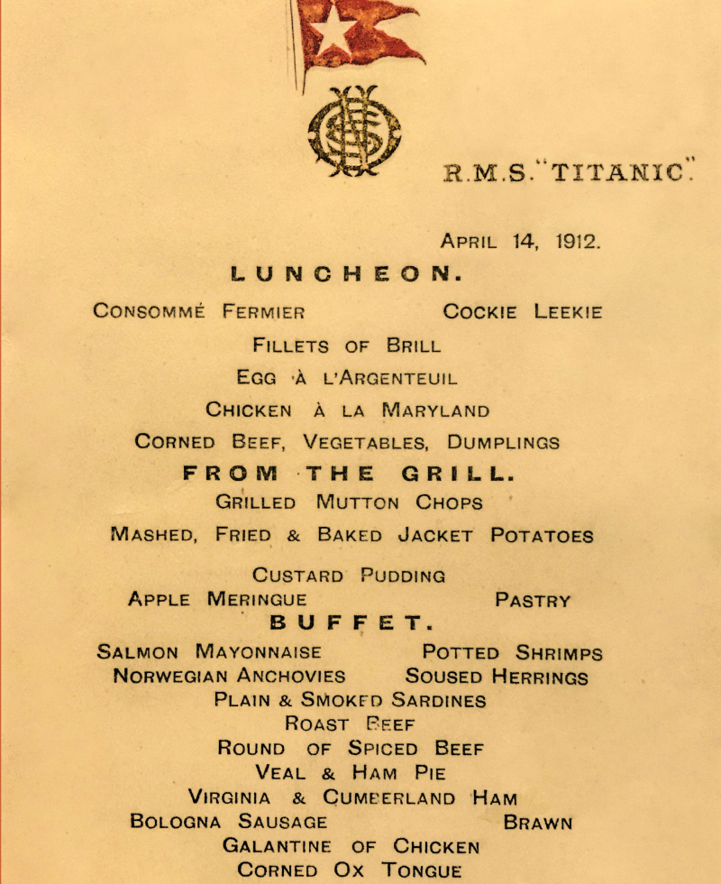 The Titanic’s Lunch Menu Went for Big Bucks | Alamy Stock Photo