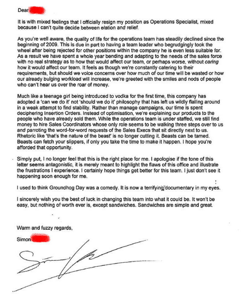Hilarious Resignation Letters You Must See – Page 39 – History A2Z
