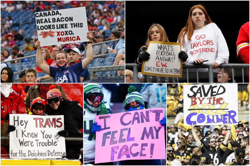 The Best Sports Fan Signs in History! | Getty Images Photo by Kevin Langley/Icon Sportswire & Sarah Stier & Kara Durrette & Jamie Squire & Mark Alberti