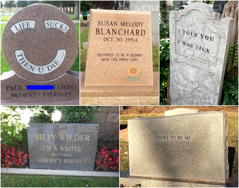The Funniest Headstones You Will Ever See | Imgur.com/04E6OtW & zVTrx & PwCJO & Alamy Stock Photo by Jeffrey Isaac Greenberg 4+ & Barry King 