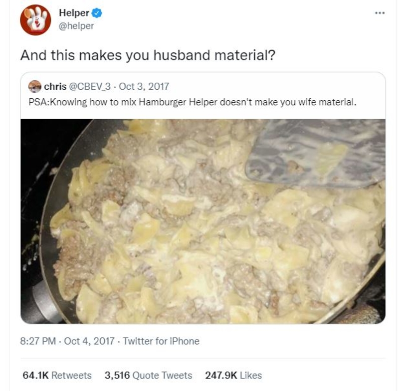 Maybe YOU Should Learn to Cook | Twitter/@helper