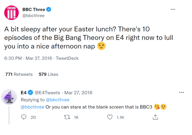 When Networks Fight | Twitter/@bbcthree