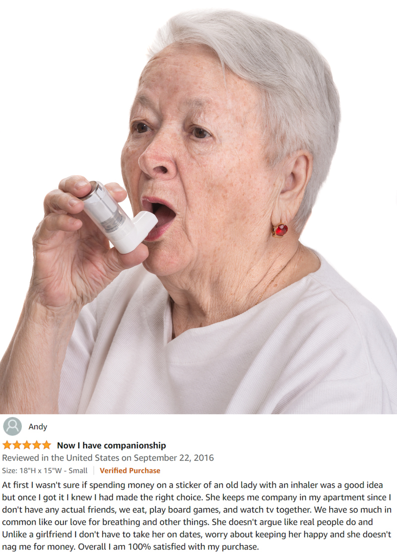 Wallmonkeys Senior Woman With Asthma Wall Decal | Shutterstock