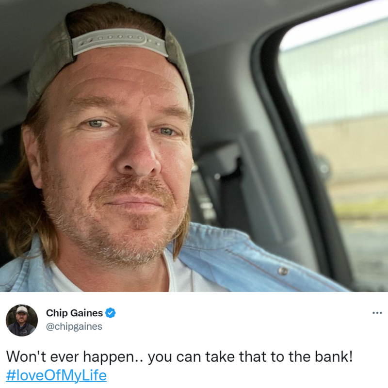 The Worst Gossip Was Yet to Come | Instagram/@chipgaines & Twitter/@chipgaines