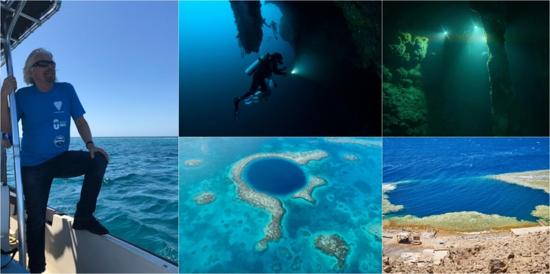 The Amazing Findings Discovered in the Great Blue Hole | Twitter/@richardbranson & Getty Images Photo by Andre Seale/VW PICS/Universal Images Group & Shutterstock & Instagram/@fcousteau & Alamy Stock Photo